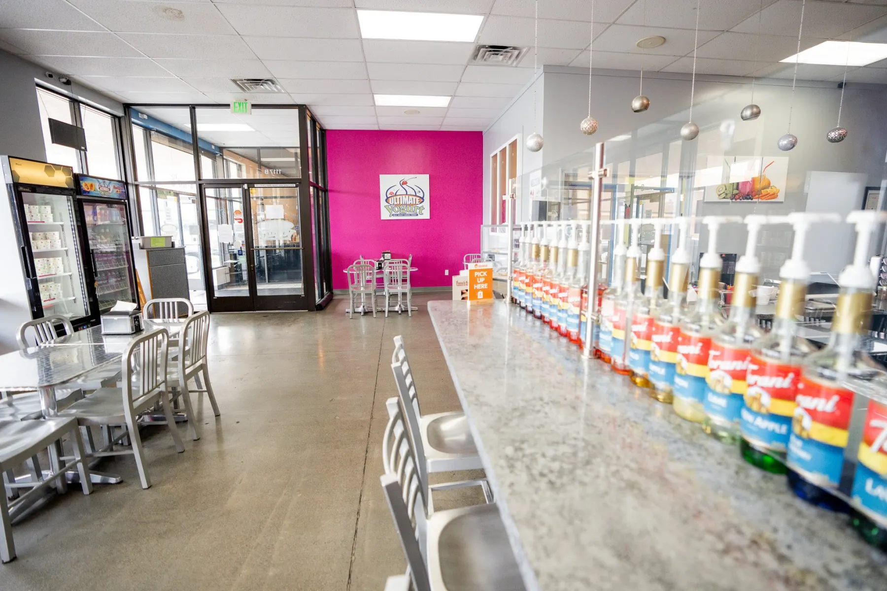 The self-serve frozen yogurt taps inside the Eureka shop